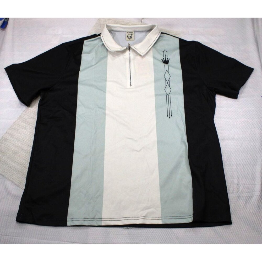 NWT Hardaddy Mens XL Short Sleeve Polo Shirt W/ Zipper Collar & Crown Design Bre